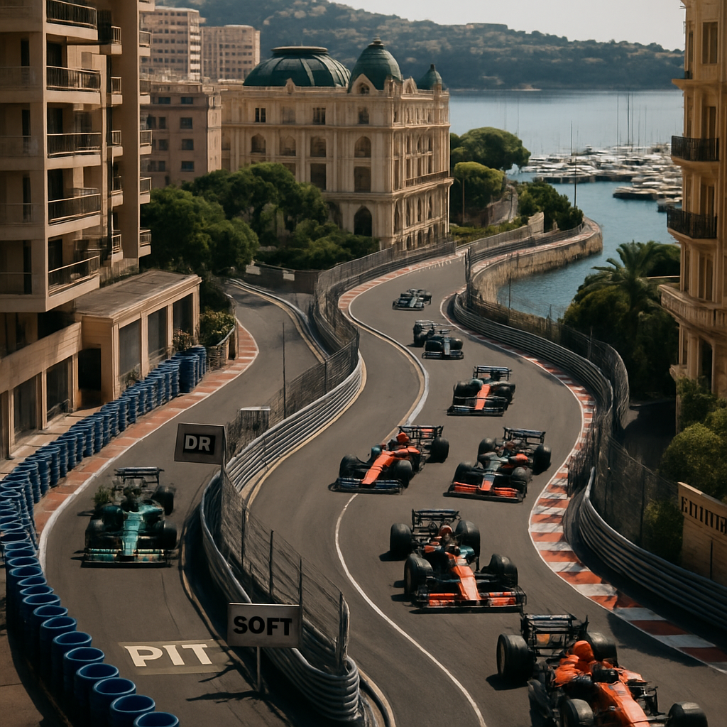 An overhead shot of the Monaco Grand Prix circuit focusing on key strategic points